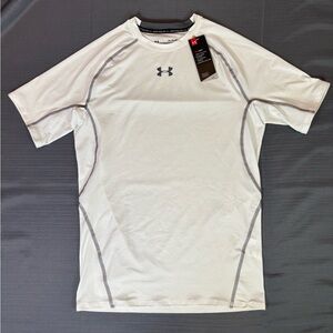 Under Armour HeatGear Compression Shirt Mens XL White Short Sleeve Athletic NWT